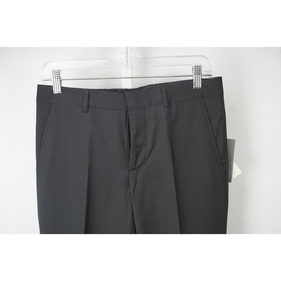 Miu Miu Solid Black 100% Wool Dress Pants Sz 46 NEW